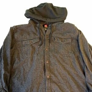 Quiksilver Hooded Flannel Shirt Charcoal Gray Men's - Size XL
